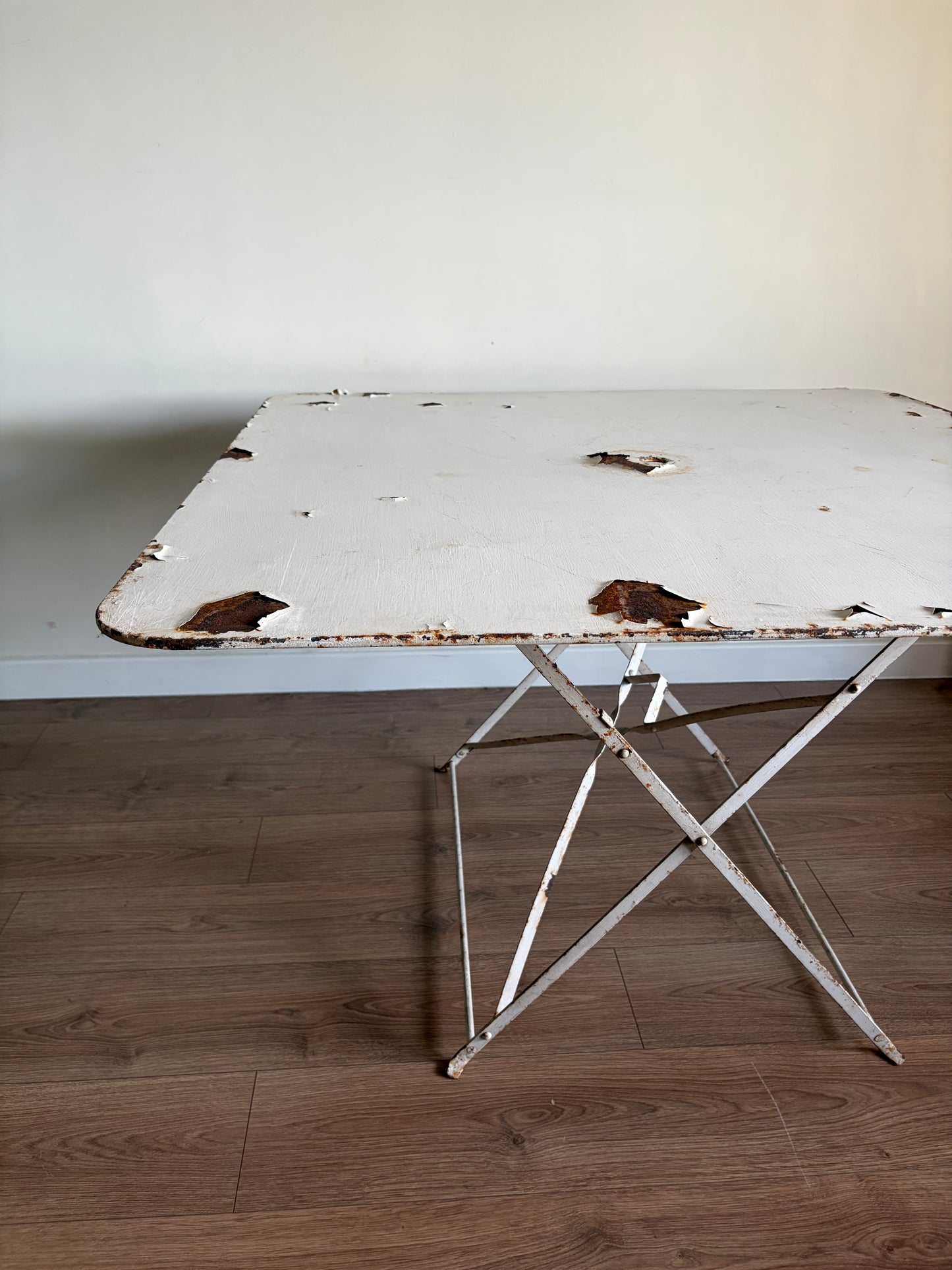 Vintage Folding French Metal Garden Table White - Good Condition