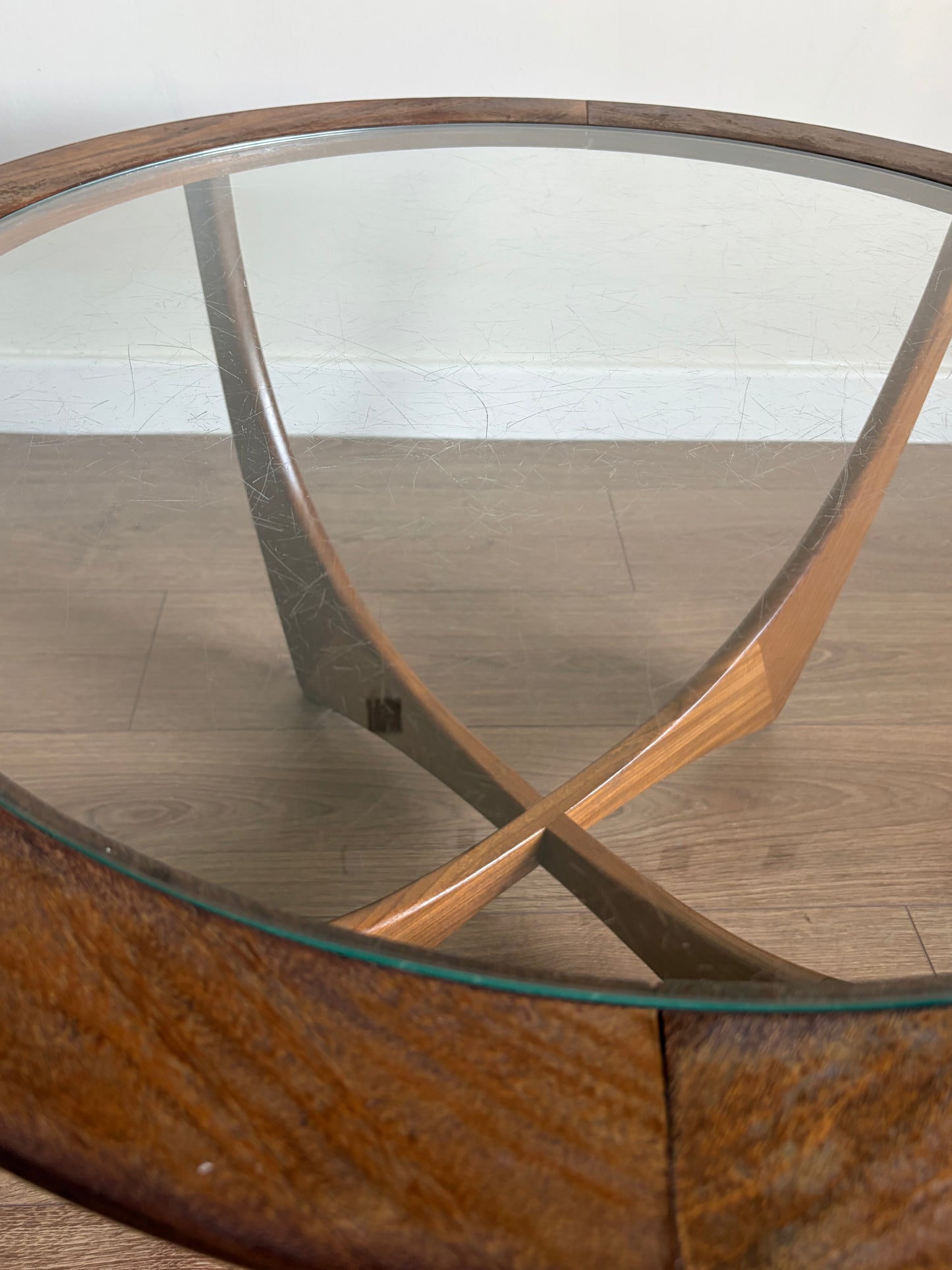 G-Plan Astro Coffee Table Round Glass Mid Century Modern Refurbished - Good Condition