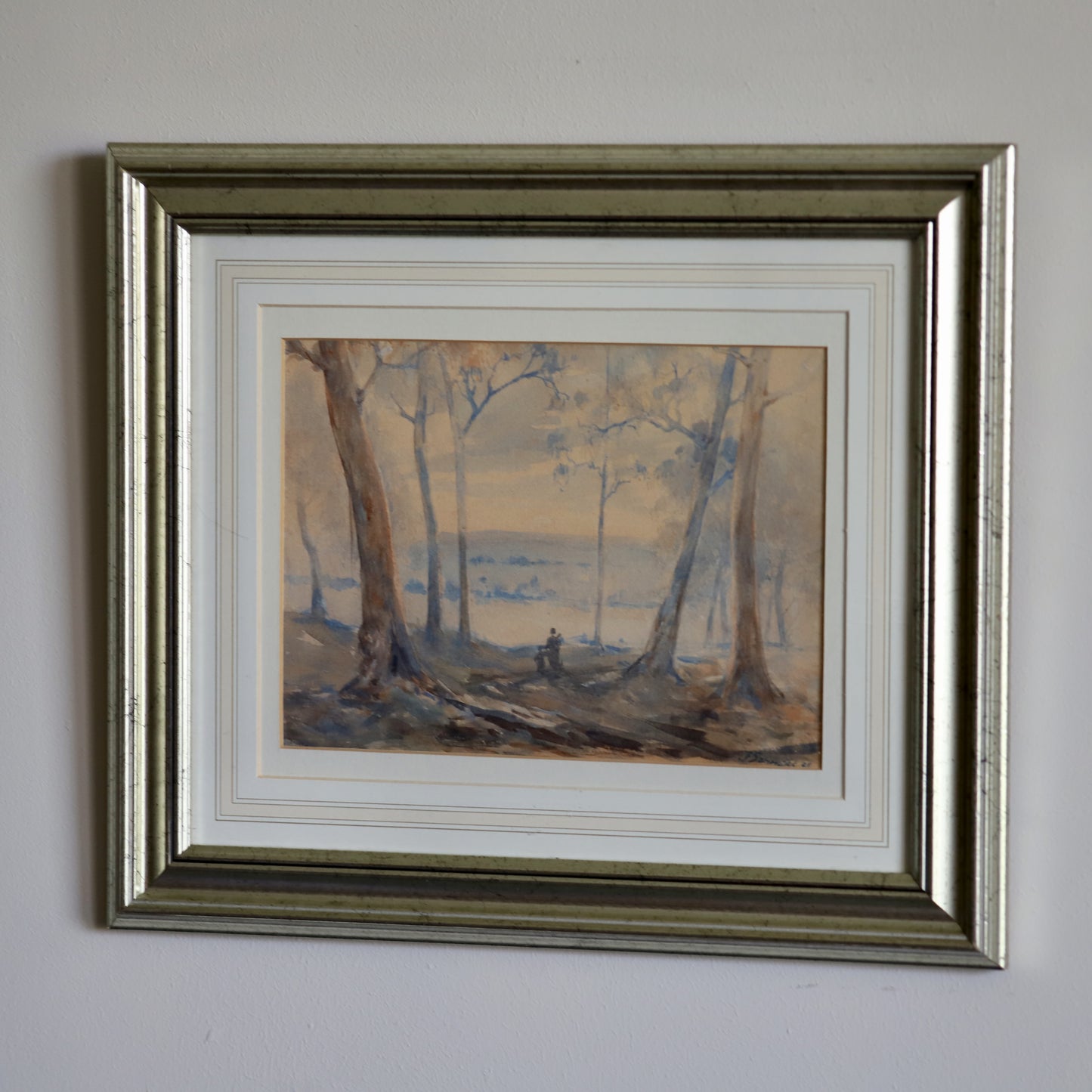 Watercolour 'Under the Eucalyptus' (1925) by the Australian Impressionist Painter John Sommers (1846-1930) Framed and Signed