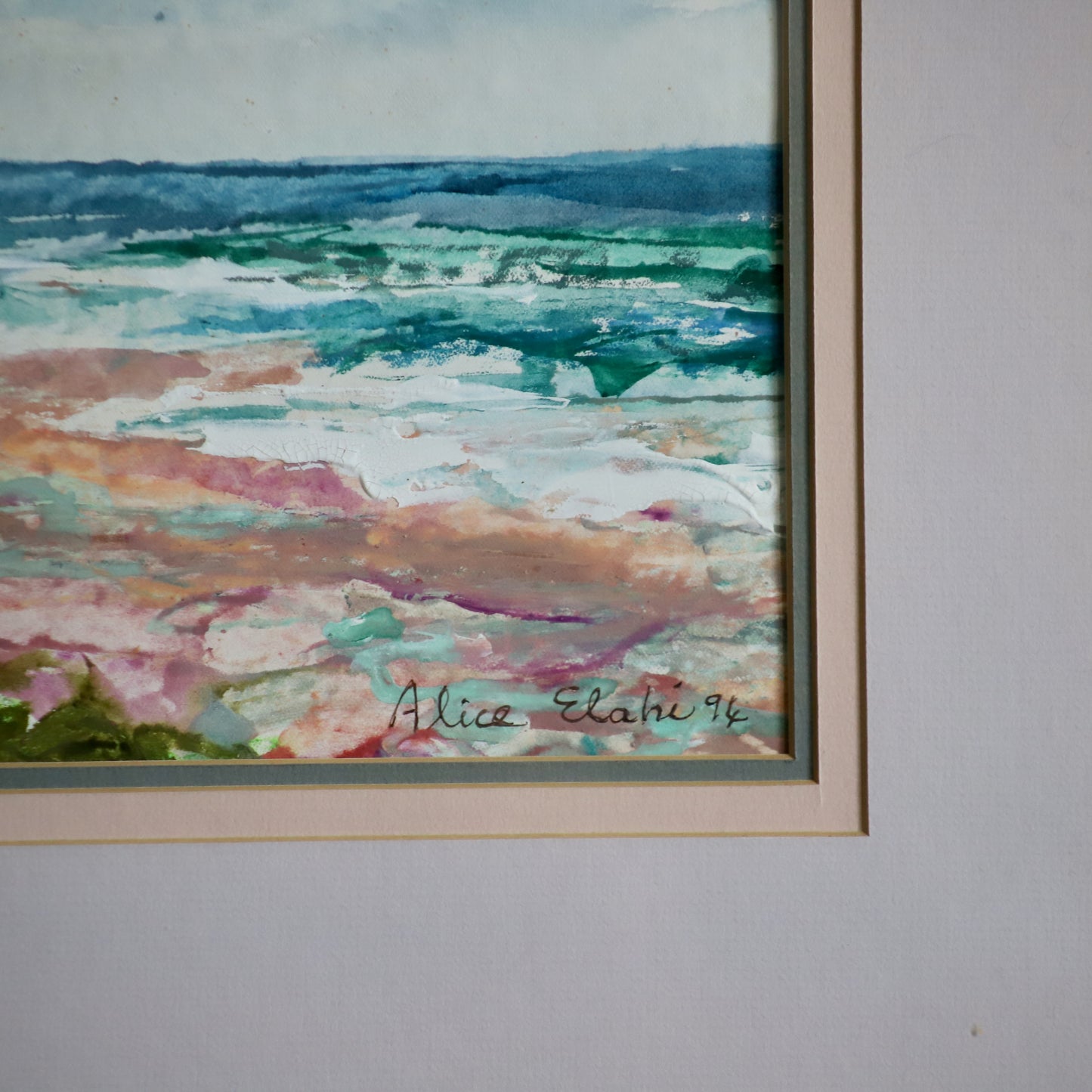 Painting of the Western Cape Coast (1994) by South African artist Alice Elahi (1926-2020) Framed and Signed