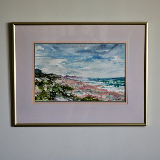 Painting of the Western Cape Coast (1994) by South African artist Alice Elahi (1926-2020) Framed and Signed