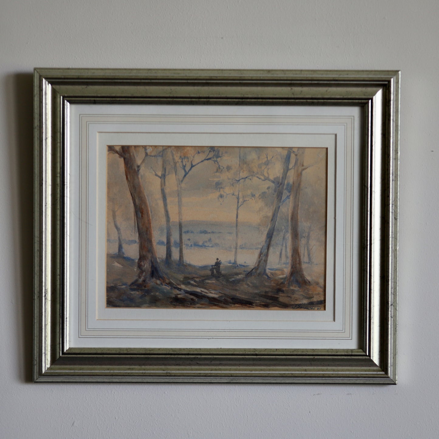 Watercolour 'Under the Eucalyptus' (1925) by the Australian Impressionist Painter John Sommers (1846-1930) Framed and Signed