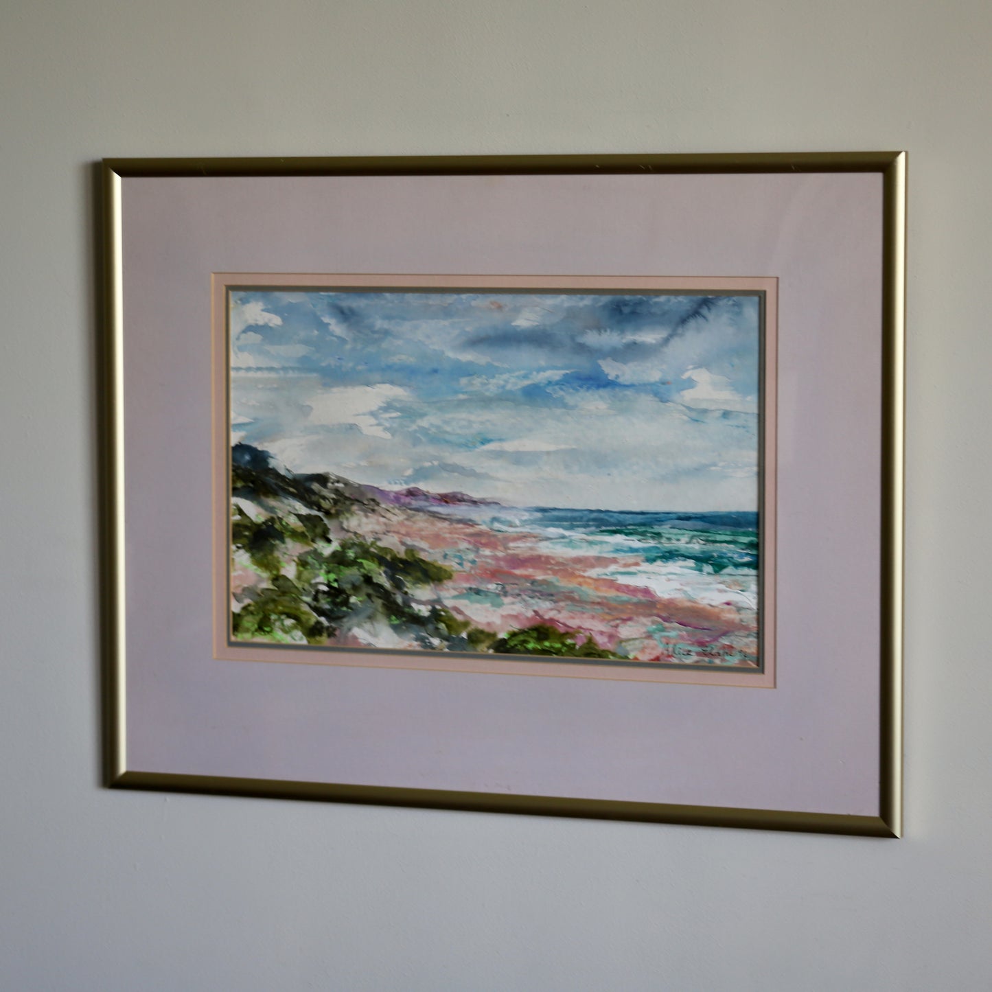 Painting of the Western Cape Coast (1994) by South African artist Alice Elahi (1926-2020) Framed and Signed
