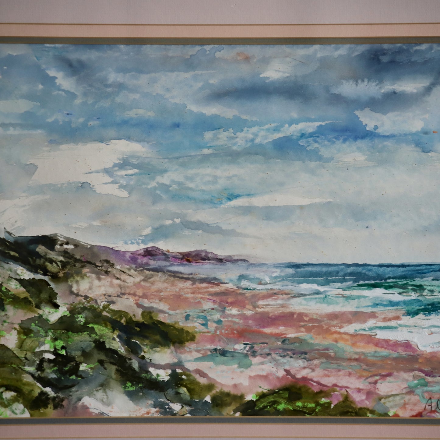 Painting of the Western Cape Coast (1994) by South African artist Alice Elahi (1926-2020) Framed and Signed