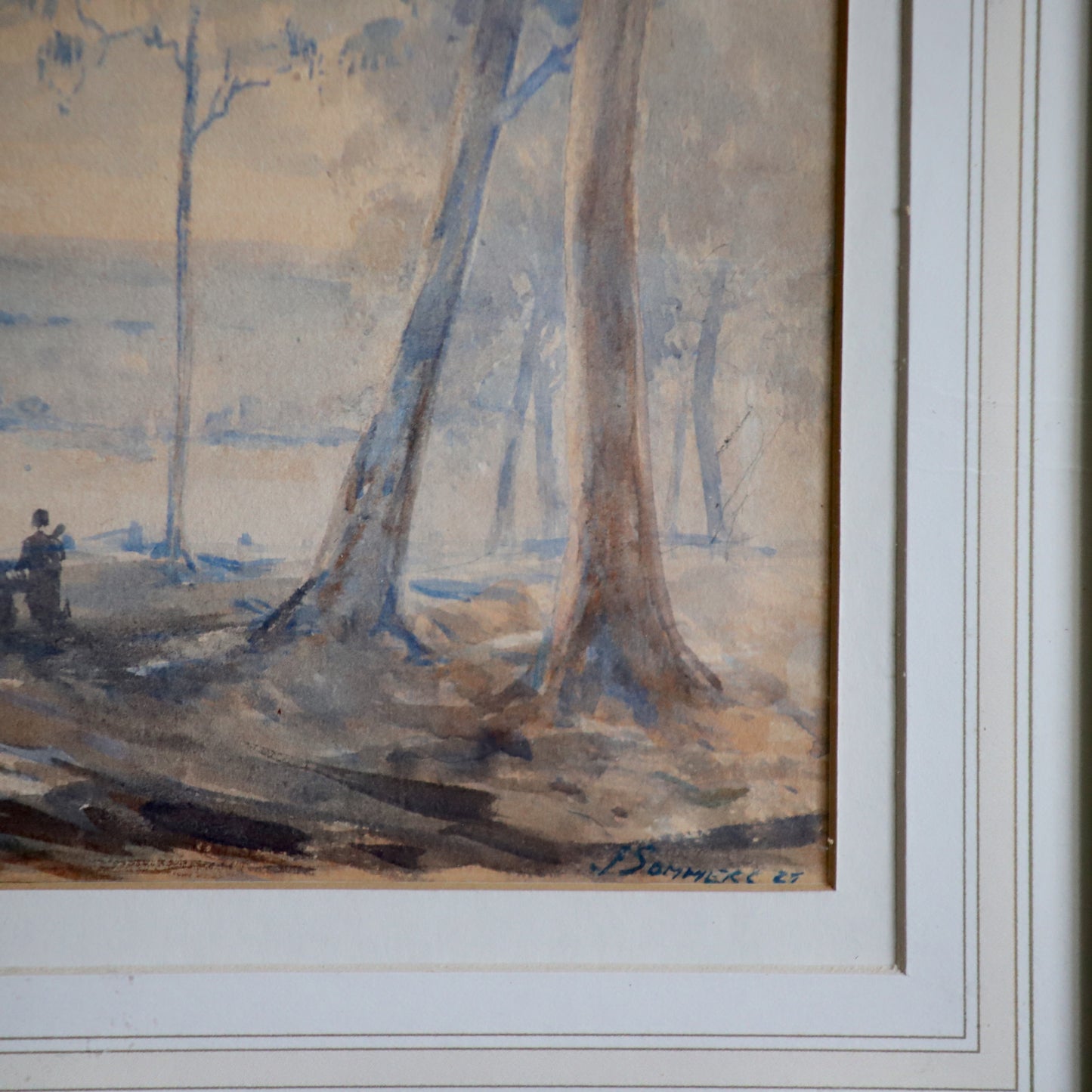 Watercolour 'Under the Eucalyptus' (1925) by the Australian Impressionist Painter John Sommers (1846-1930) Framed and Signed