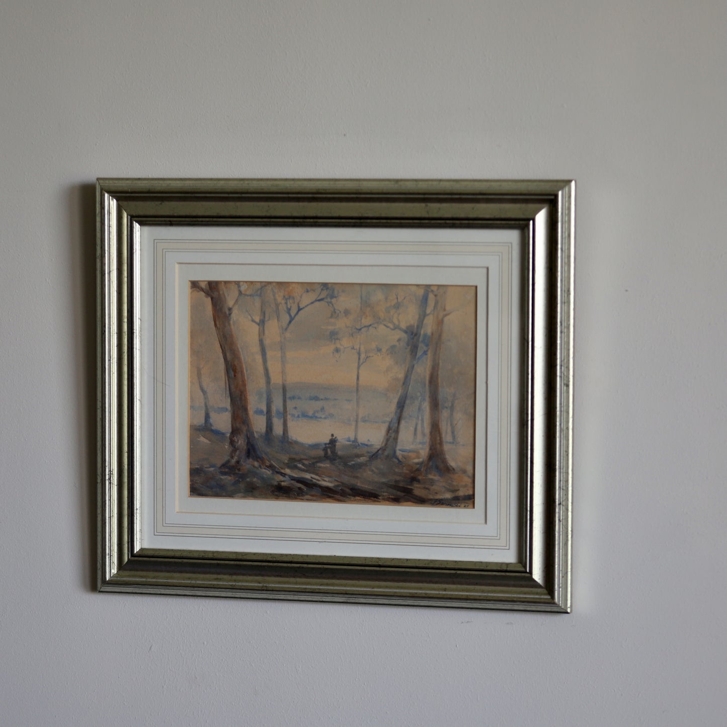 Watercolour 'Under the Eucalyptus' (1925) by the Australian Impressionist Painter John Sommers (1846-1930) Framed and Signed
