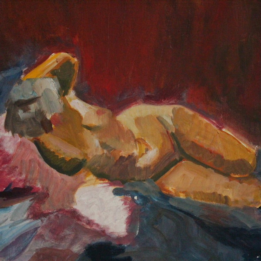 Oil painting of a Nude Reclining Woman Unsigned 20th Century