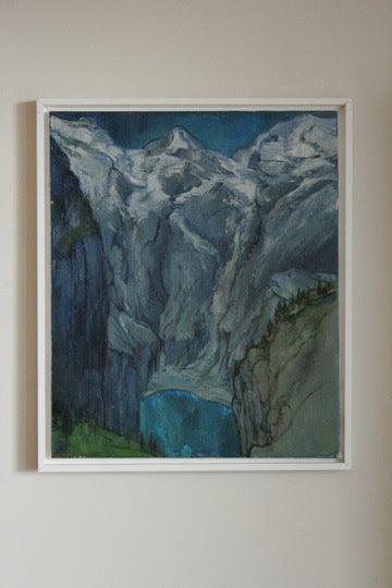 Acrylic Framed Painting of a Mountain Valley Attributed to Rita Smith