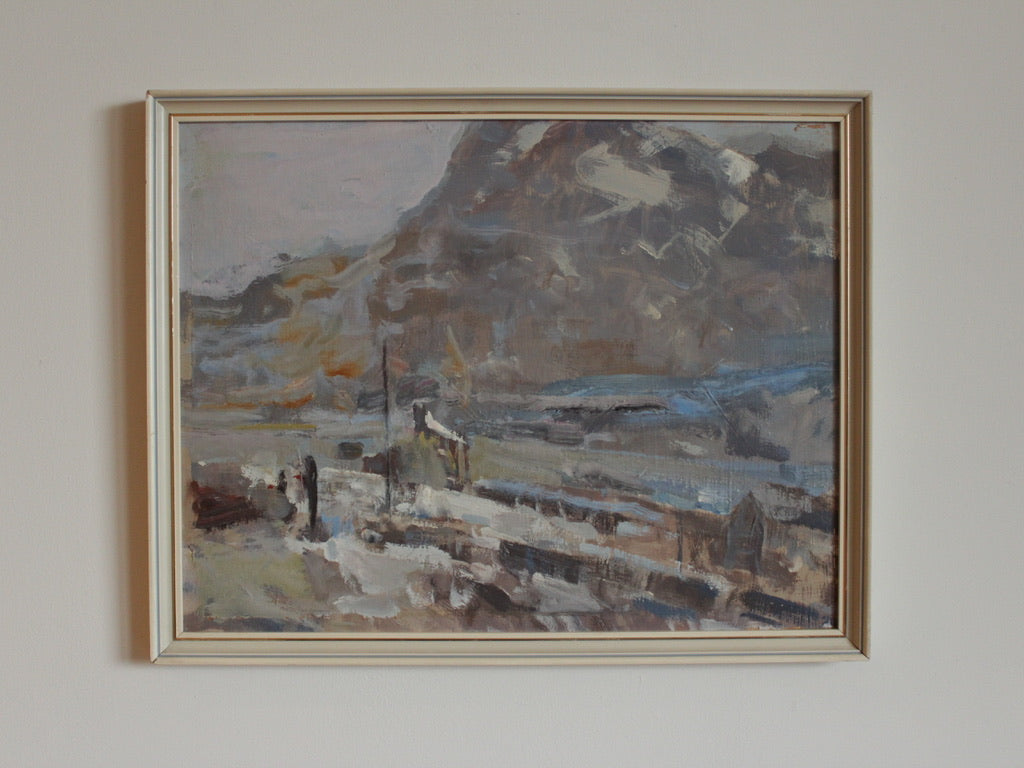 Oil painting of a Mountain Landscape Untitled by William B Dealtry Signed 20th century