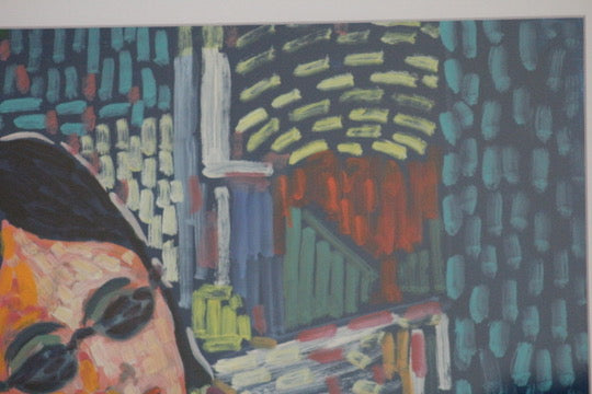 Framed Mixed Media Portrait of a Young Woman Mid-Century Signed by William Michau (1931-1990)