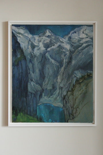 Acrylic Framed Painting of a Mountain Valley Attributed to Rita Smith