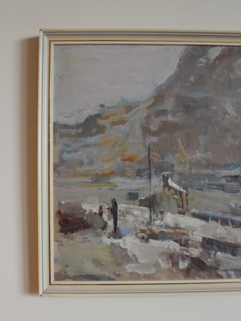 Oil painting of a Mountain Landscape Untitled by William B Dealtry Signed 20th century