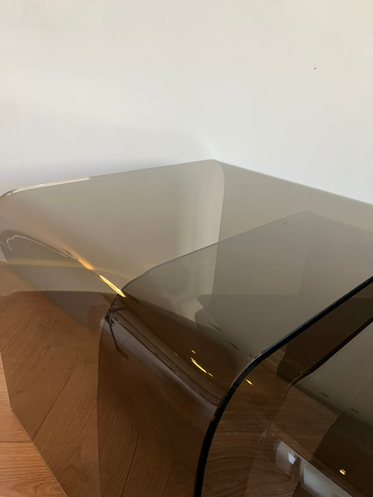 Glass Waterfall Nesting Tables Attributed to Angelo Cortesi for FIAM Italia 1980s