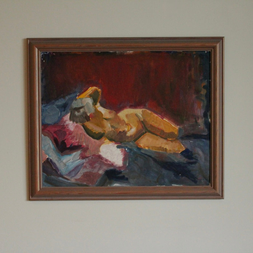 Oil painting of a Nude Reclining Woman Unsigned 20th Century