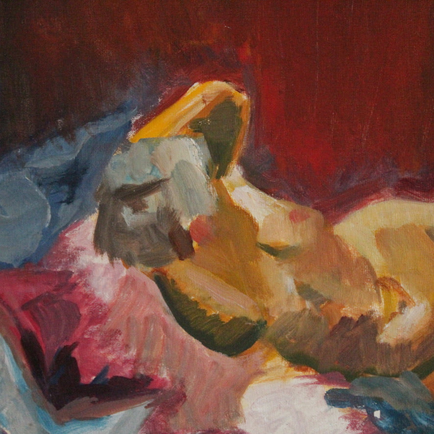 Oil painting of a Nude Reclining Woman Unsigned 20th Century