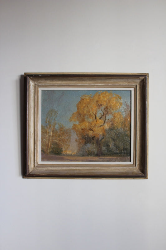 Oil painting 'Cottonwoods Autumn' (1929) attributed to DeWitt Parshall (1864-1956)