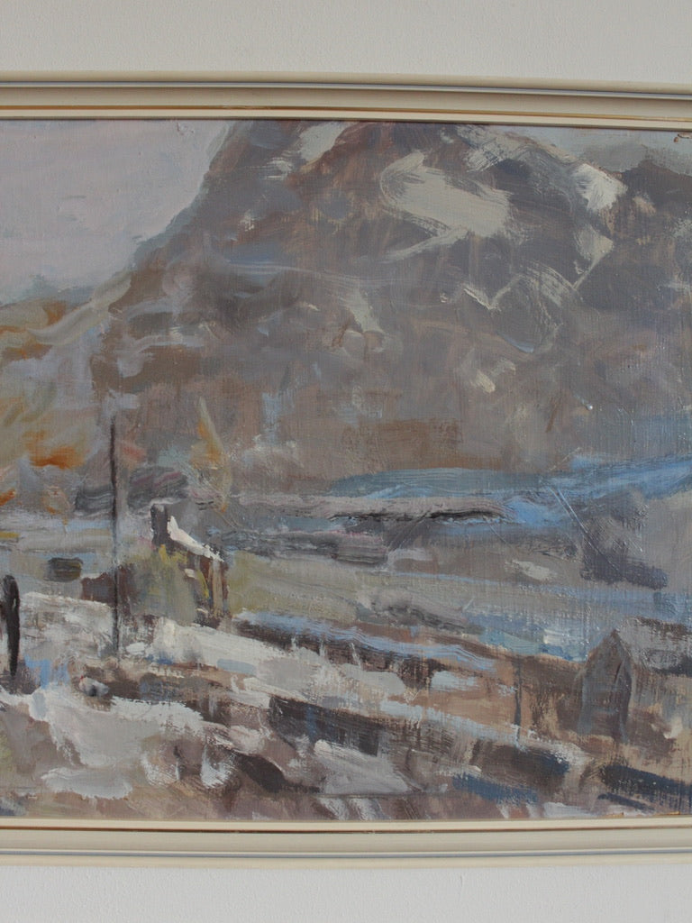 Oil painting of a Mountain Landscape Untitled by William B Dealtry Signed 20th century