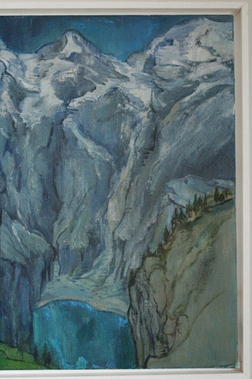 Acrylic Framed Painting of a Mountain Valley Attributed to Rita Smith