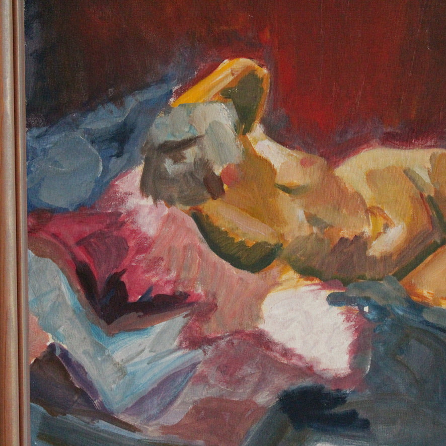 Oil painting of a Nude Reclining Woman Unsigned 20th Century