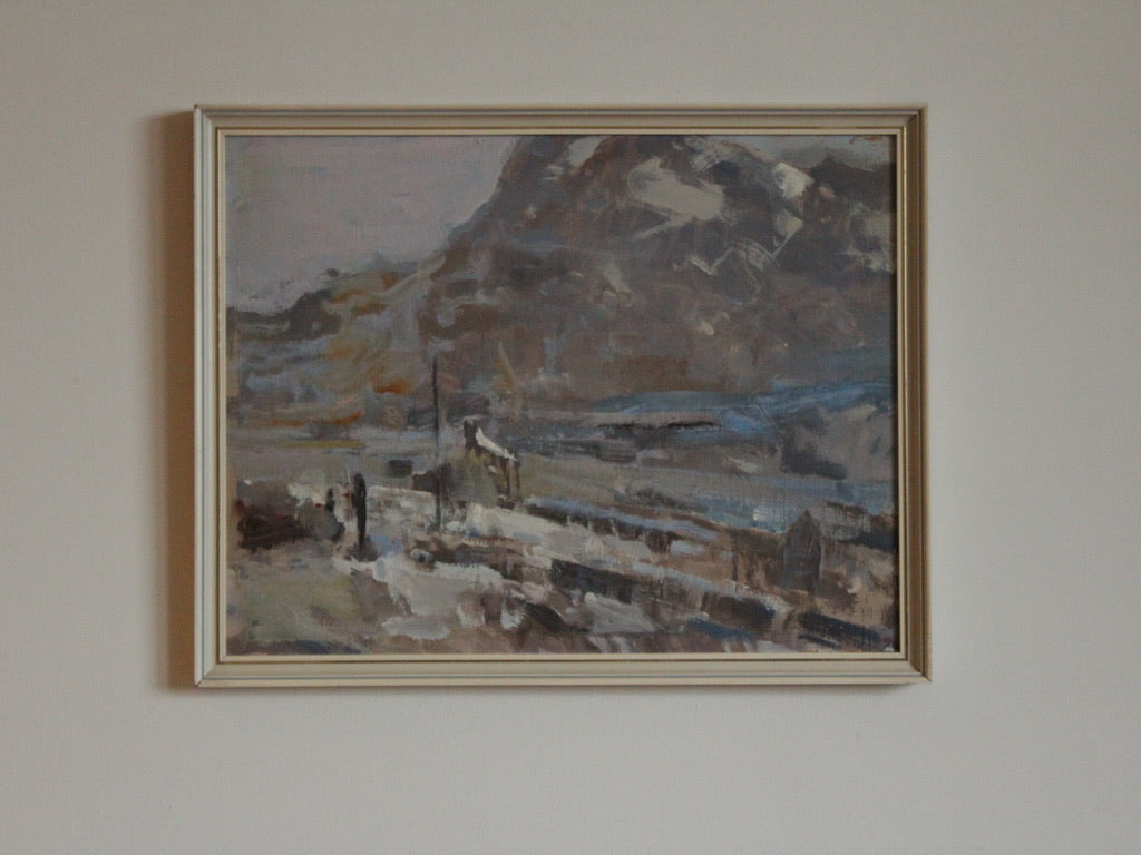 Oil painting of a Mountain Landscape Untitled by William B Dealtry Signed 20th century