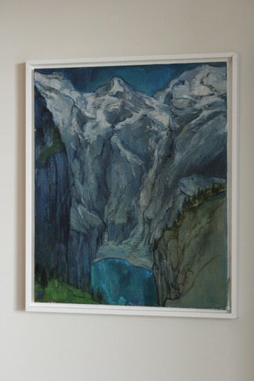 Acrylic Framed Painting of a Mountain Valley Attributed to Rita Smith
