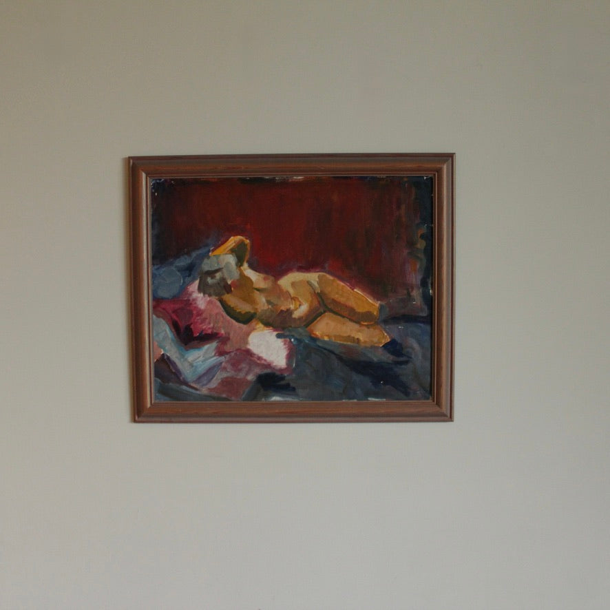 Oil painting of a Nude Reclining Woman Unsigned 20th Century