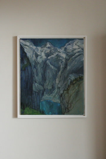Acrylic Framed Painting of a Mountain Valley Attributed to Rita Smith
