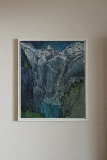 Acrylic Framed Painting of a Mountain Valley Attributed to Rita Smith