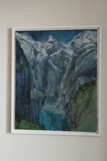 Acrylic Framed Painting of a Mountain Valley Attributed to Rita Smith
