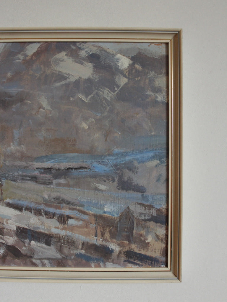Oil painting of a Mountain Landscape Untitled by William B Dealtry Signed 20th century
