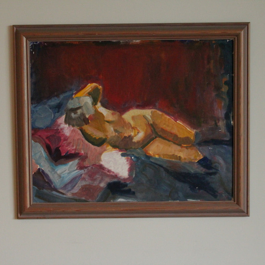 Oil painting of a Nude Reclining Woman Unsigned 20th Century