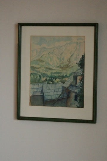 Mid-Century Watercolour of Mountain Landscape Signed T Kompare (1952)