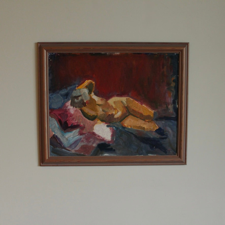 Oil painting of a Nude Reclining Woman Unsigned 20th Century
