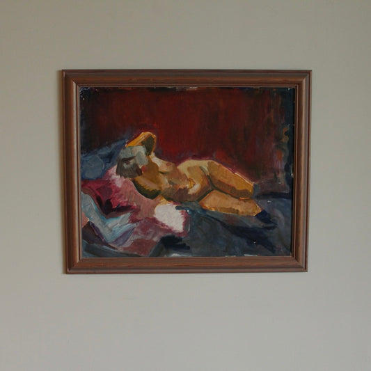 Oil painting of a Nude Reclining Woman Unsigned 20th Century