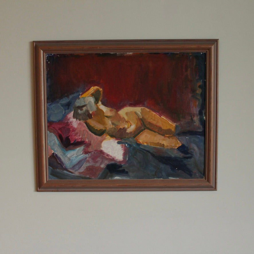 Oil painting of a Nude Reclining Woman Unsigned 20th Century